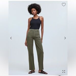 NWT Madewell’s The Emmett Wide-Leg Pant: Patch Pocket - Faded Ivy, Size 28